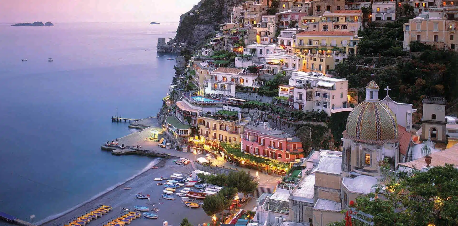 Positano at Dusk, Amalfi Coast, Italy