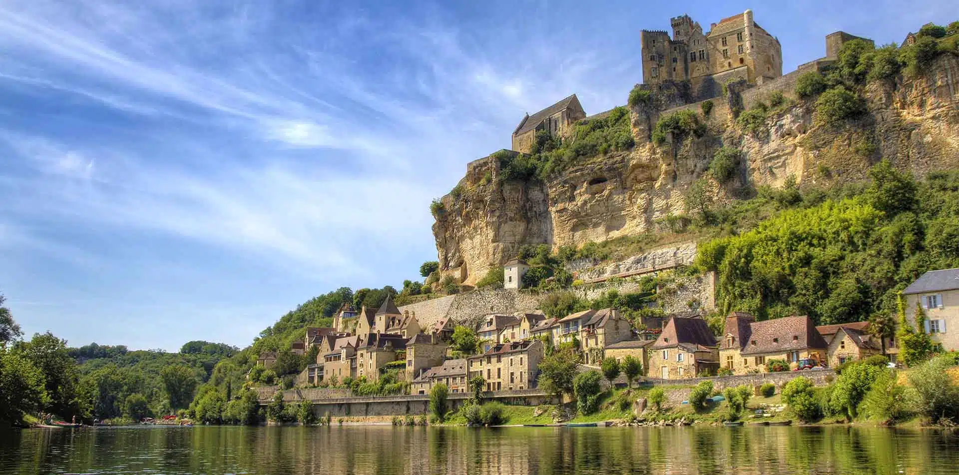 View of Beynac from River, Dordogne Valley, France