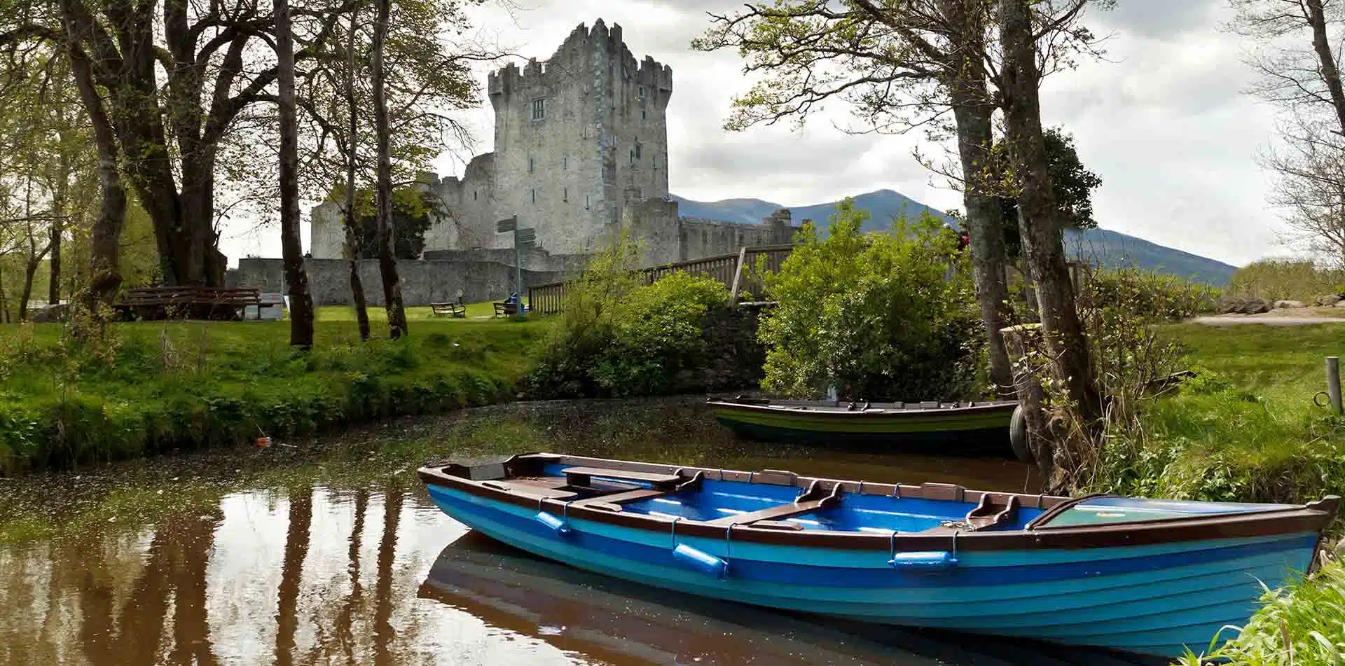Boat in Foreground of Ross Castle, Ireland