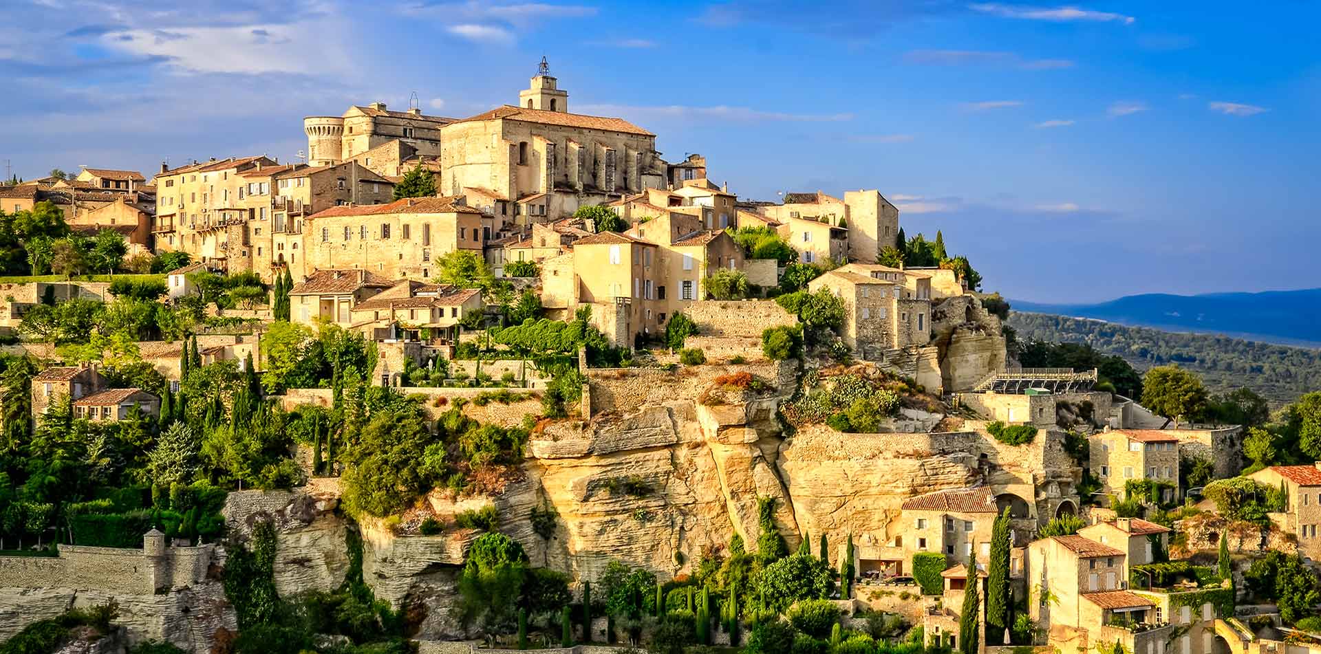 Medieval village at sunset in Provence, France