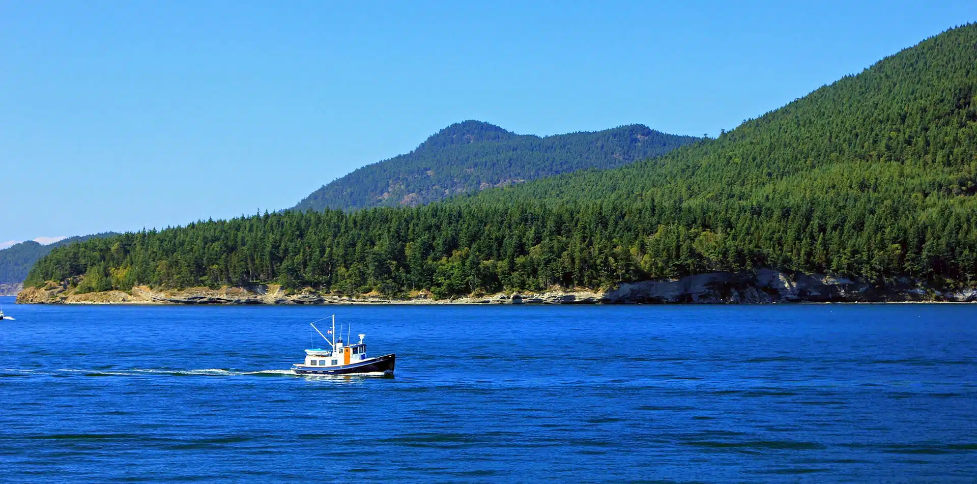 Scotland fishing boat along the coast