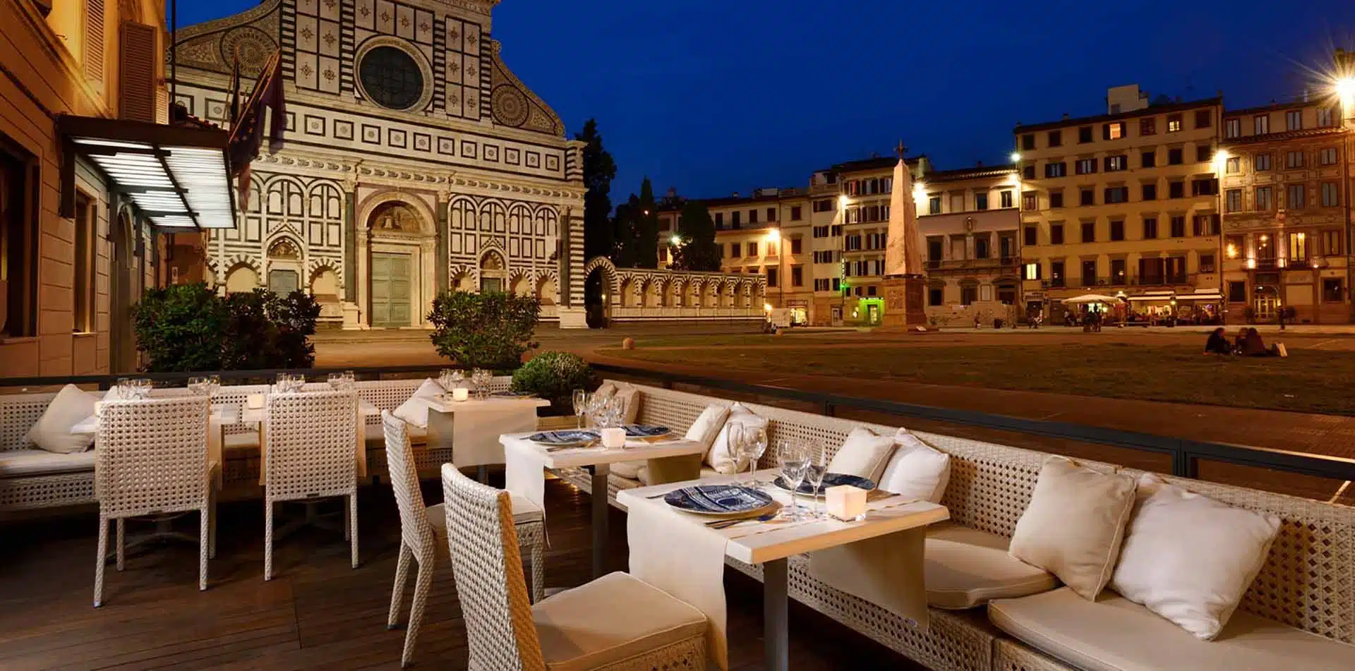 Restaurant in Tuscany at Night, Italy