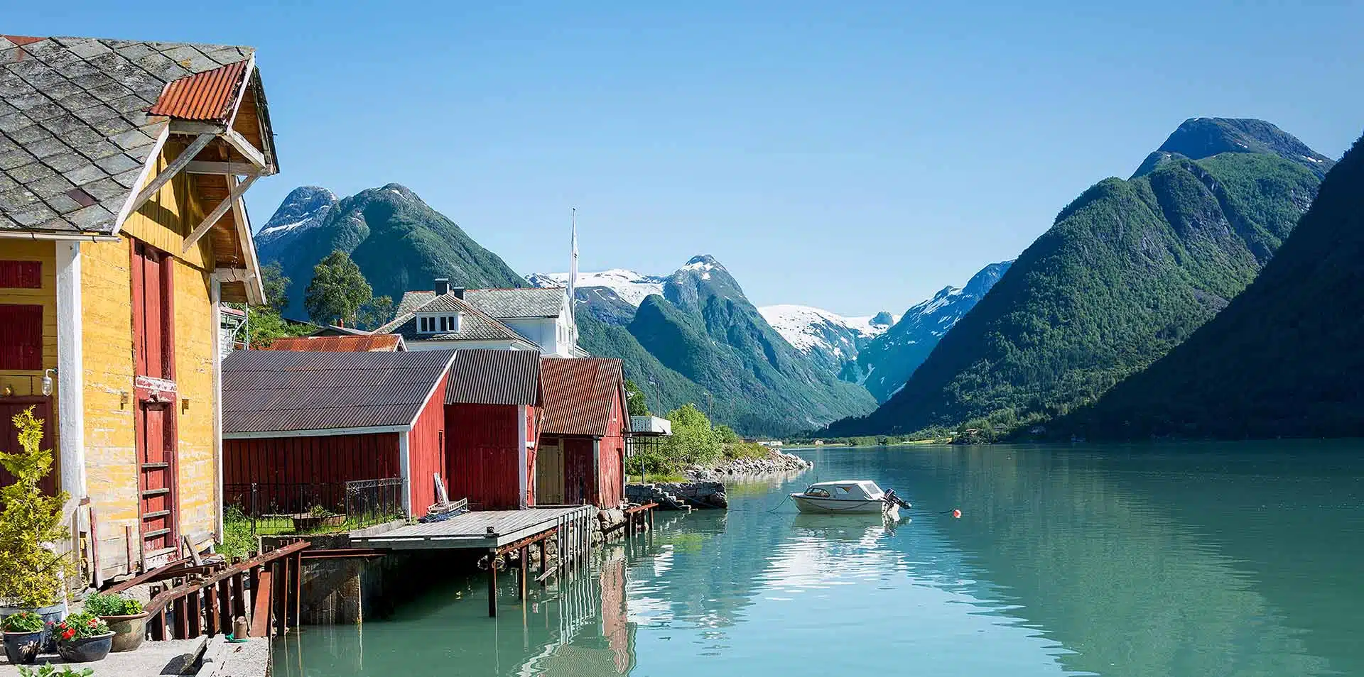 Village Alongside Fjord in Norway