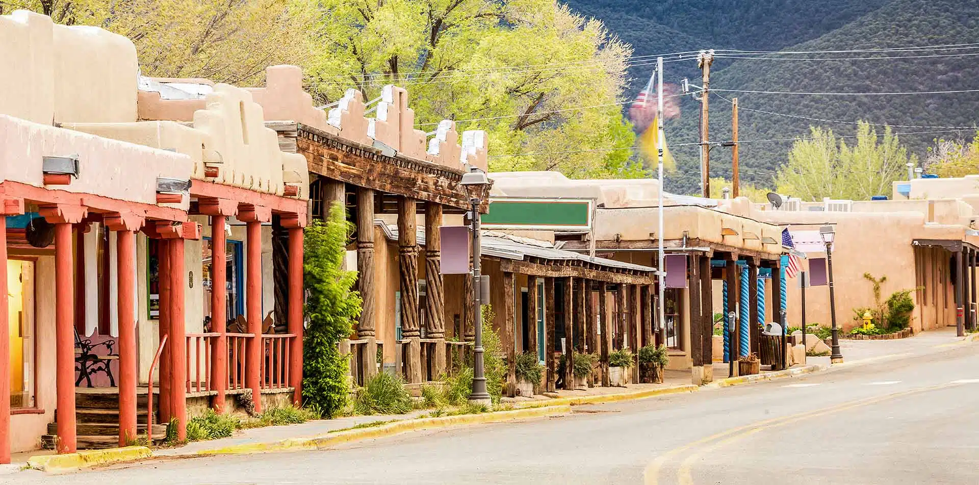 Street and Buildings in Taos, New Mexico