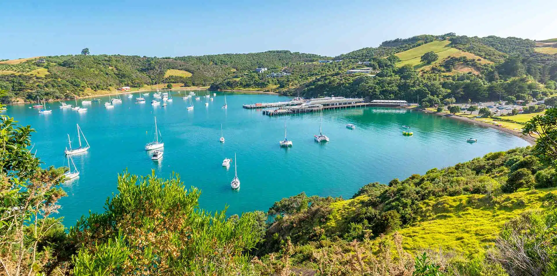 Boats in Bay on Waiheke Island, New Zealand