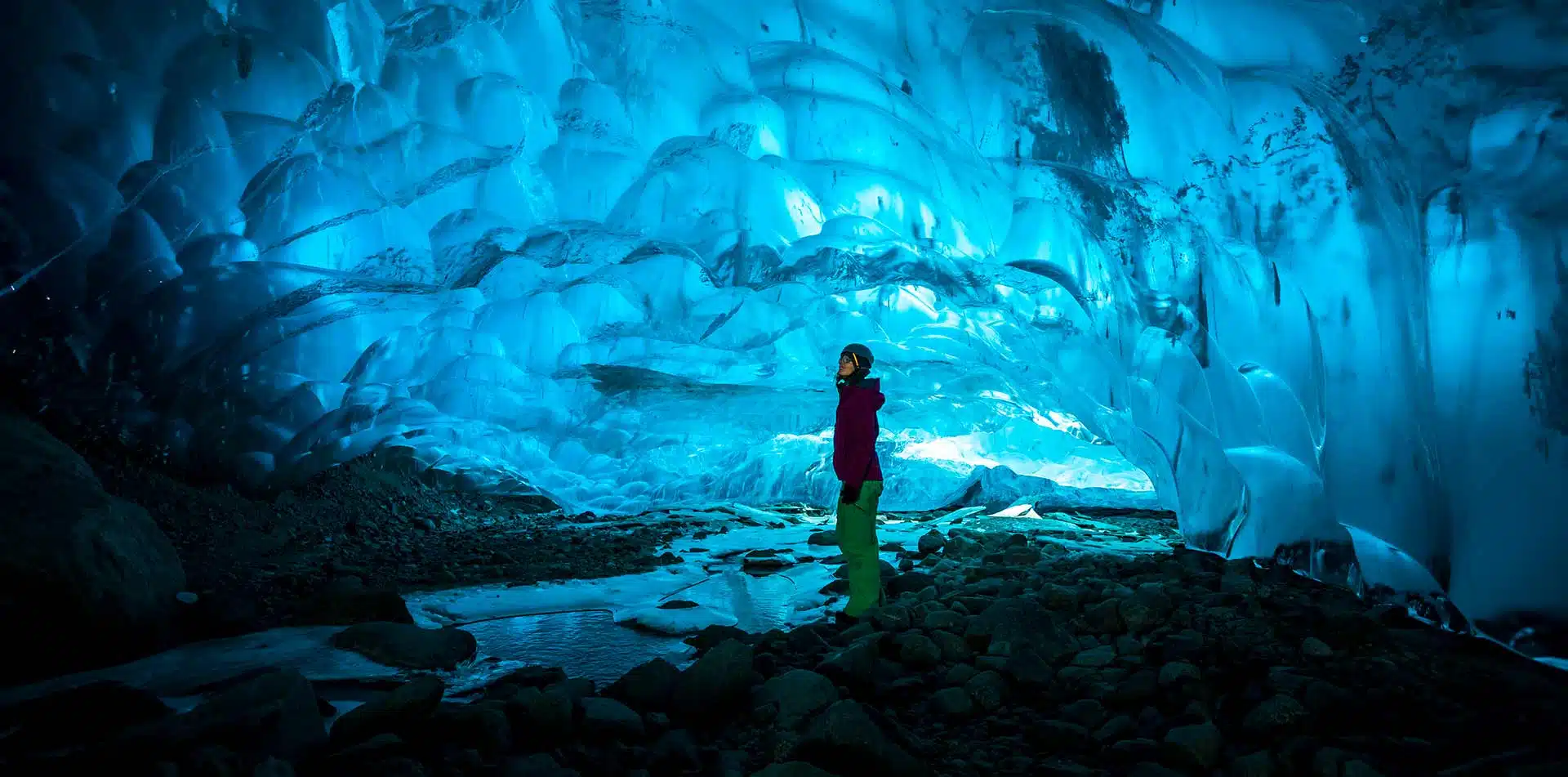 Exploring an ice cave in Iceland