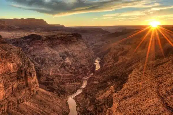 The sun sets on the South Rim of the Grand Canyon