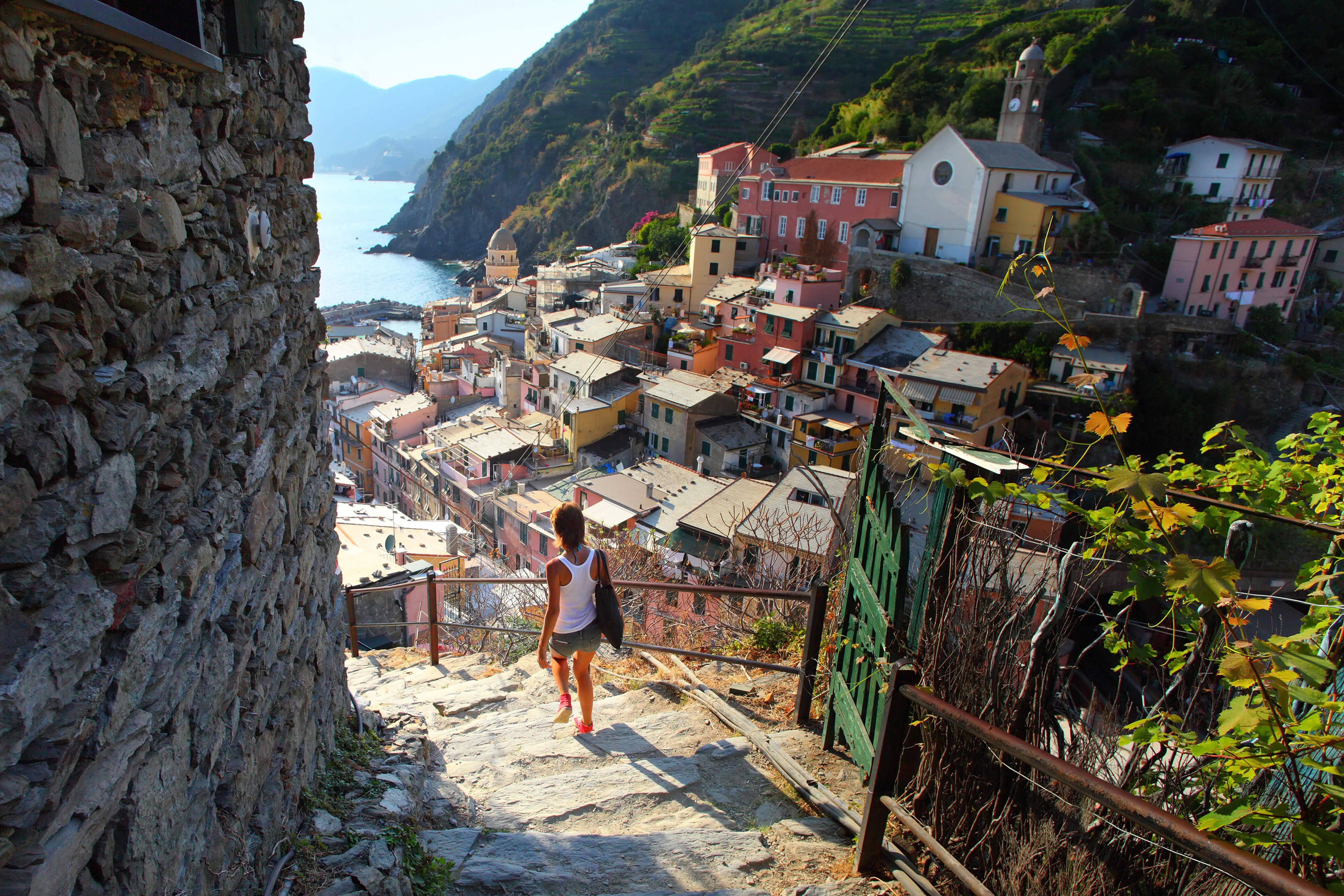 Woman walking in Vernazza Cinque Terre