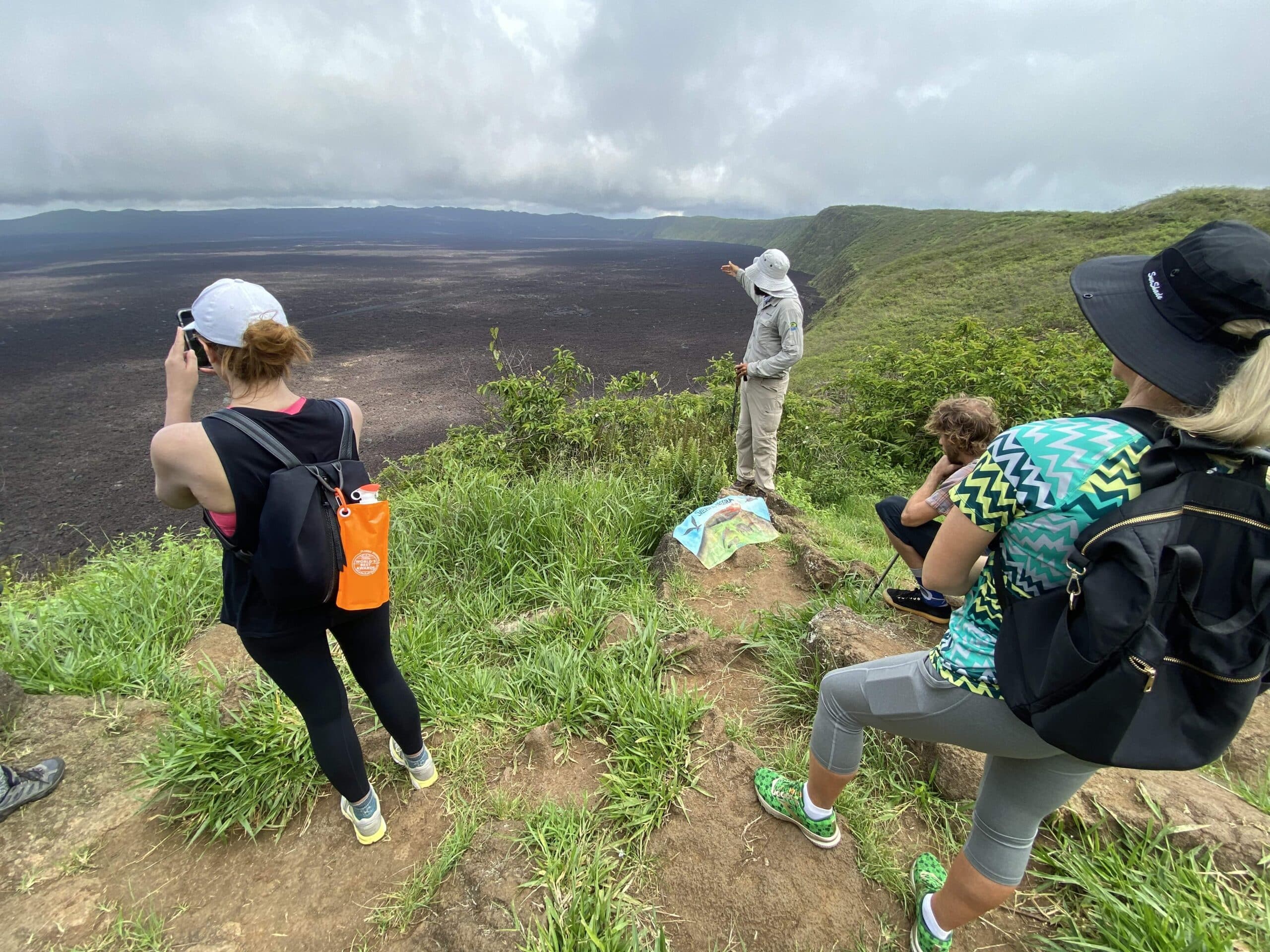 Exploring the rim of Volcan Sierra Negra in the Galapagos