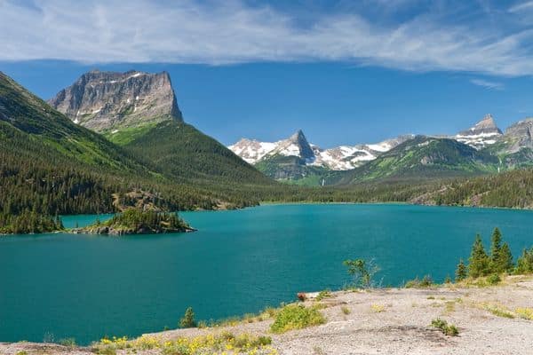 View of St. Mary Lake from Sun Point in Glacier National Park, MT