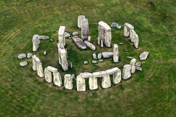 View of Stonehenge from above showing the whole structure