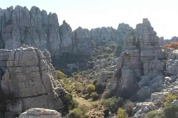 Unique rock formations in the countryside in El Torcal National Park