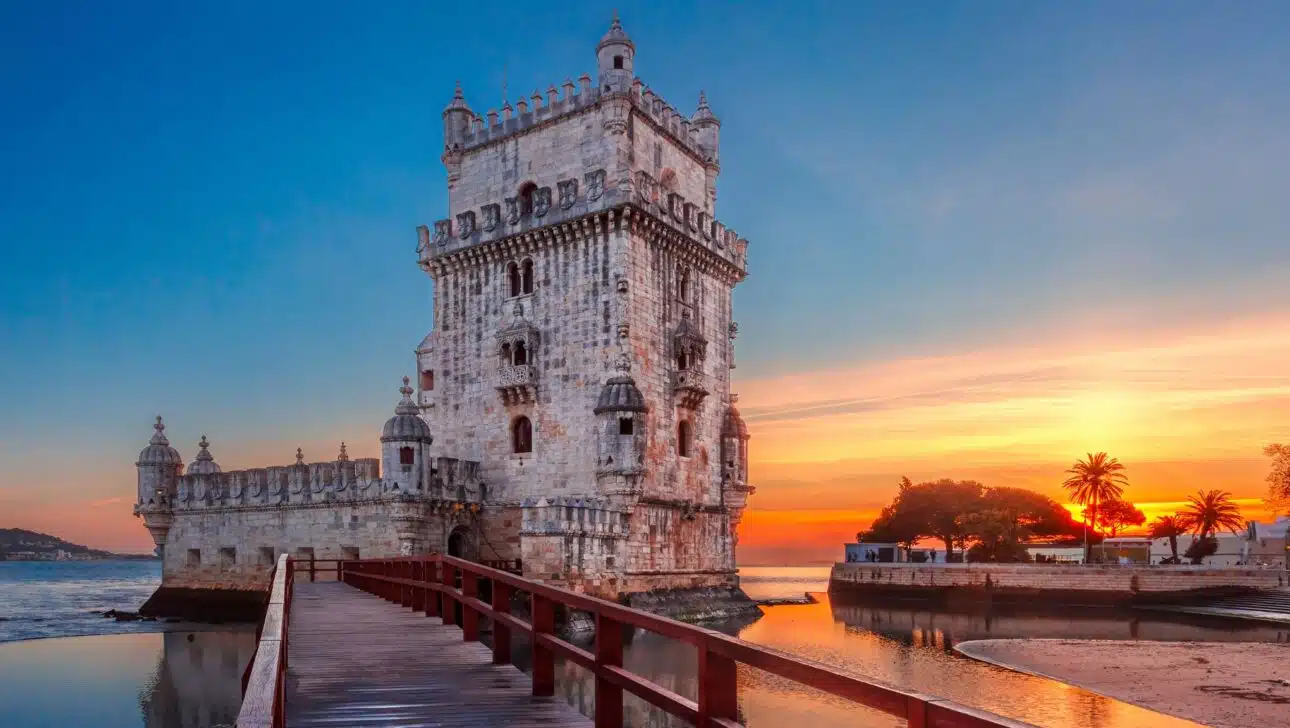 Lisbon's Belem tower at sunset