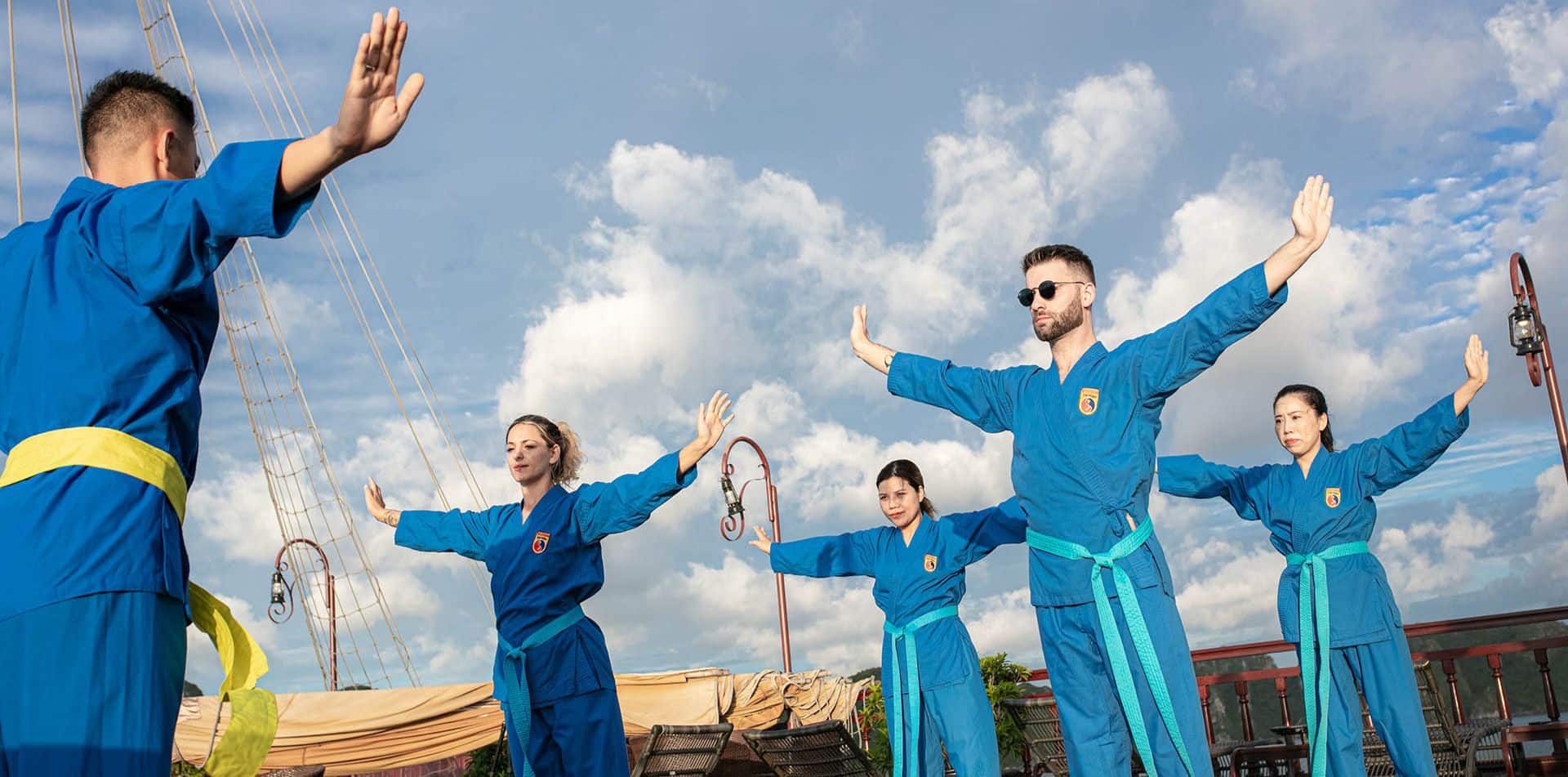 Learn Vietnamese martial arts while on board your luxury boat in Halong Bay