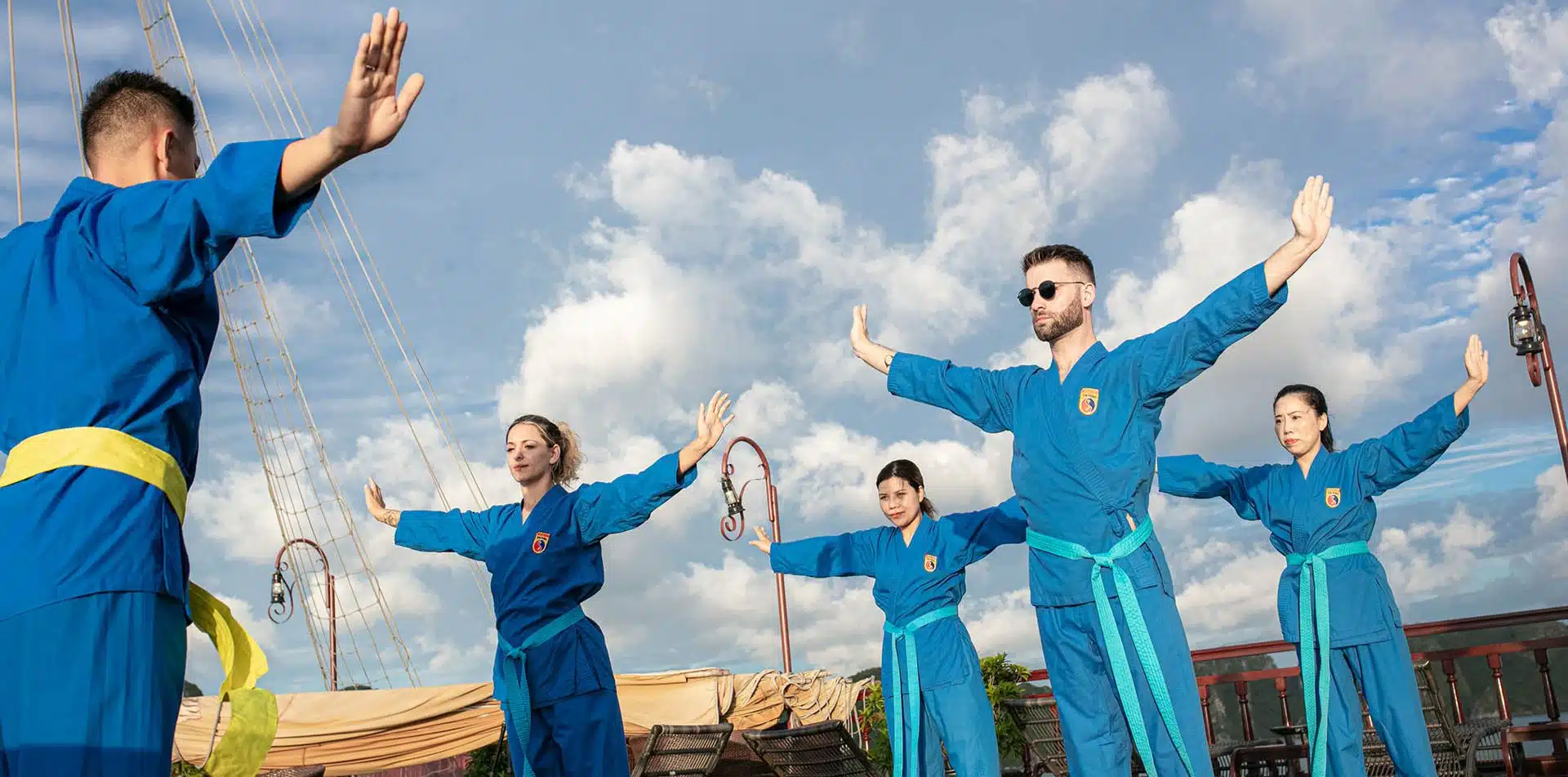 Learn Vietnamese martial arts while on board your luxury boat in Halong Bay