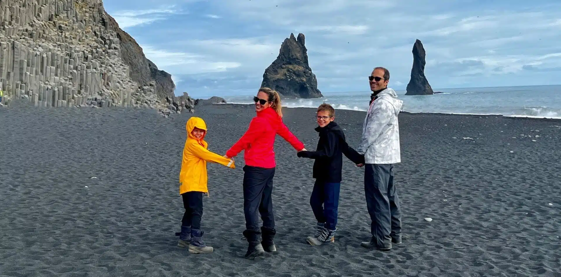 Stroll along the black sand beach in Iceland