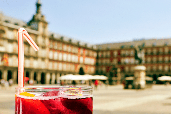 tinto de verano in Plaza Mayor in Madrid, Spain