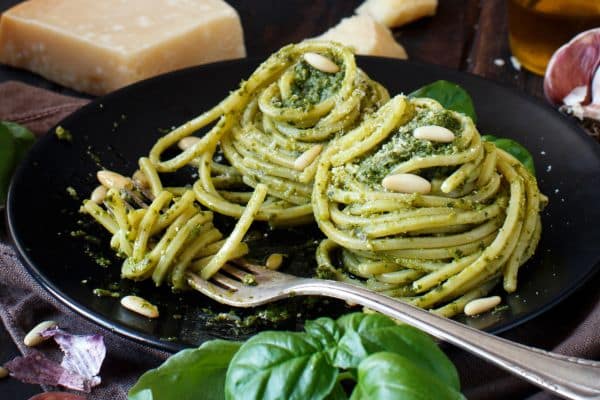 Trenette with Pesto is a delicious dish in northern Italy's Lombardy region with its bright green color from basil