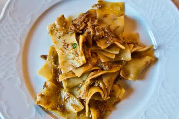 Enjoy the popular Tuscan dish Papperdelle Pasta with Wild Boar Ragu