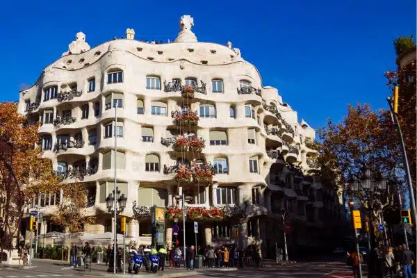 Exterior view of La Pedrera (Casa Mila) in Barcelona and its unique architectural features 