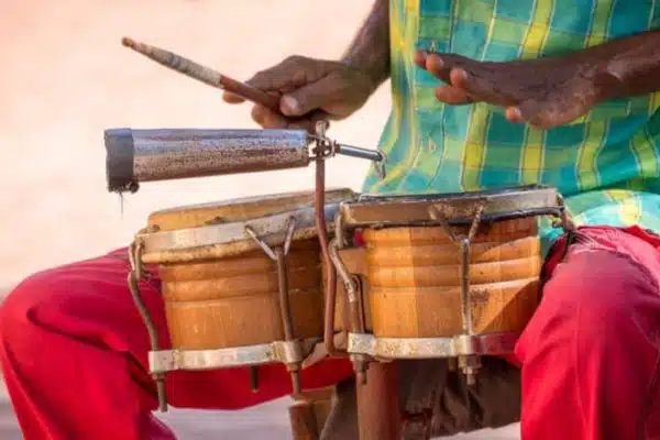 A Cuban musician playing the drums