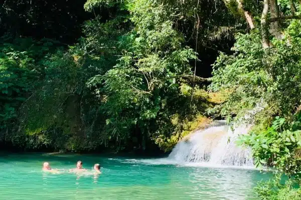 Cool off in the blue waterfalls by waterfalls in Cuba