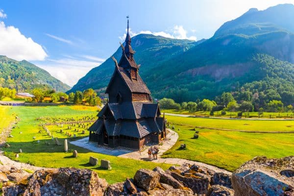View of Stave Church in Urnes, Norway, a UNESCO World Heritage site