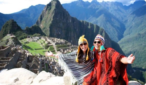 Couple at Peru's Machu Picchu