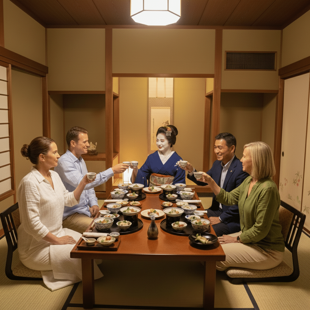 intimate kaiseki dinner in a historic Kyoto teahouse with geisha and maiko only with Classic Journeys