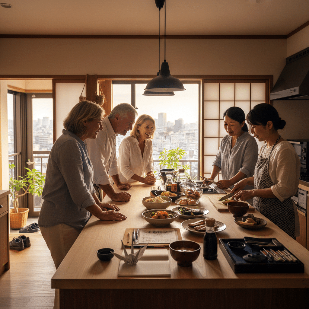 On tour, you'll share home‑cooked dishes, stories, and hands‑on cooking in a Tokyo apartment, trading questions with your hosts like longtime friends. 