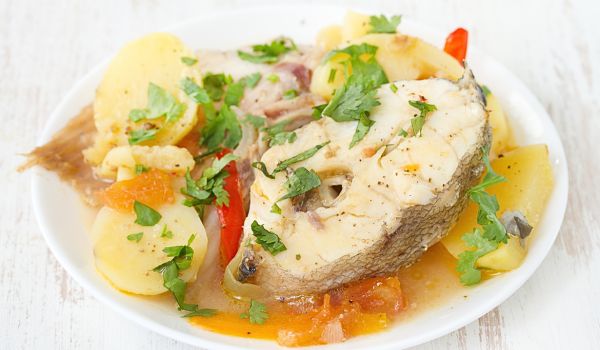 Dish of Gregada fish stew in Croatia