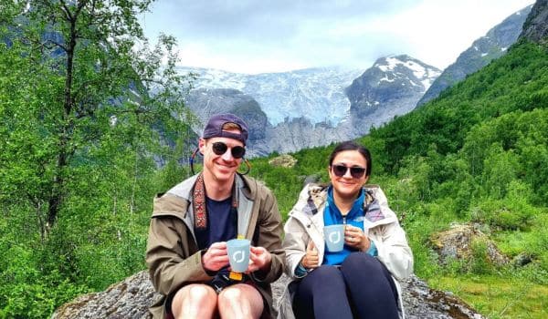 Couple smiing in Norway