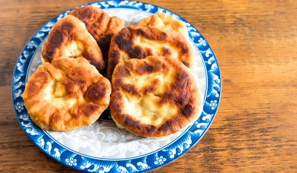 Navajo Fry bread on a blue plate