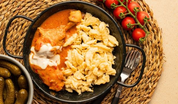 Hungary's popular dish of Chicken Paprikash (Paprikás Csirke) 