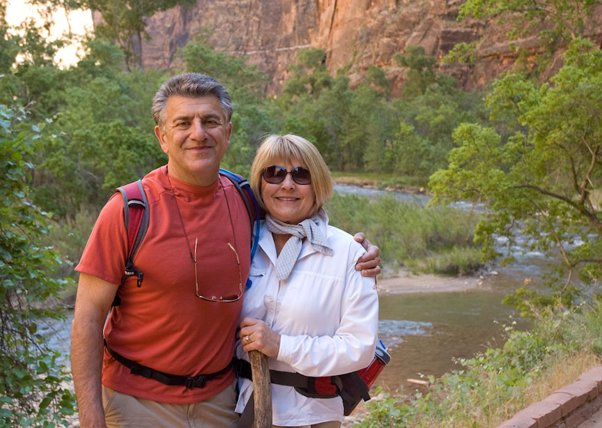 Couple smiling at USA national park
