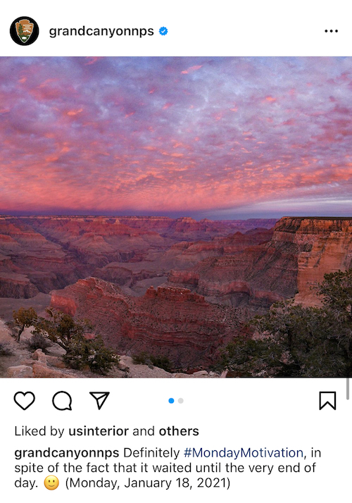 Grand Canyon National Park Sunset Instagram