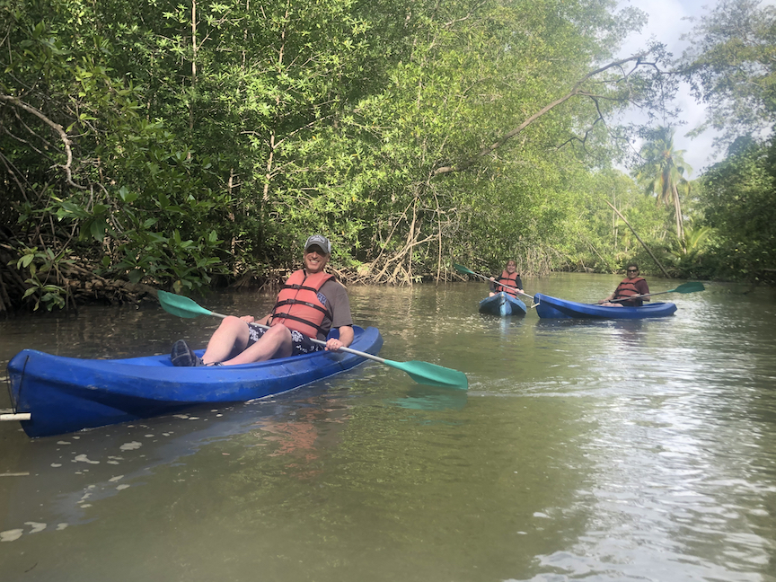 Family kayaking in costa rica