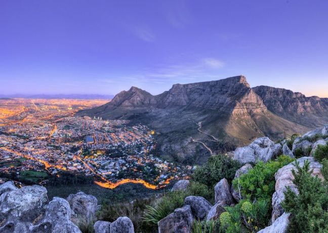 South Africa View Table Mountain Evening Dusk