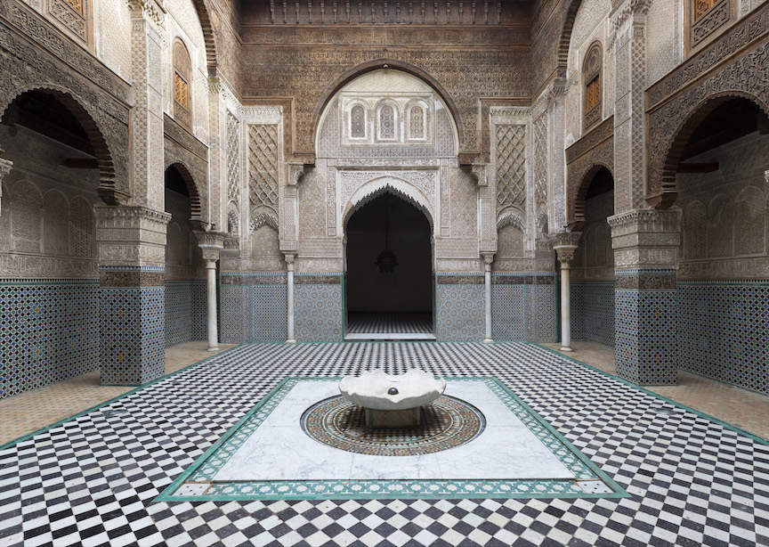 Africa Morocco Fes Medina Tiled Mosaic Courtyard