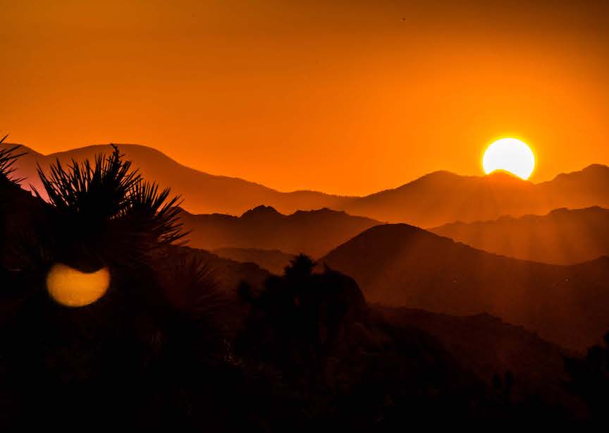 USA CA Joshua Tree National Park Sunset Over Mountains