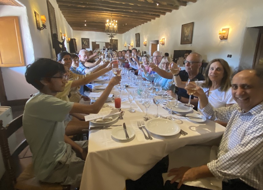 Classic Journeys guests enjoying gourmet dinner traveling