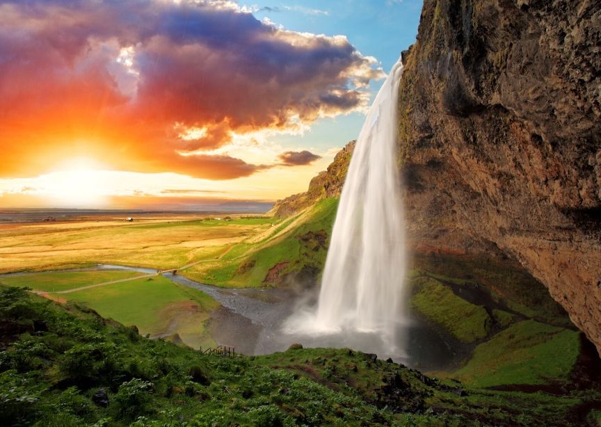 Iceland landscape waterfall national park