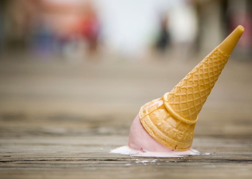Europe Switzerland Pink Ice Cream In Cone Dropped on Ground 