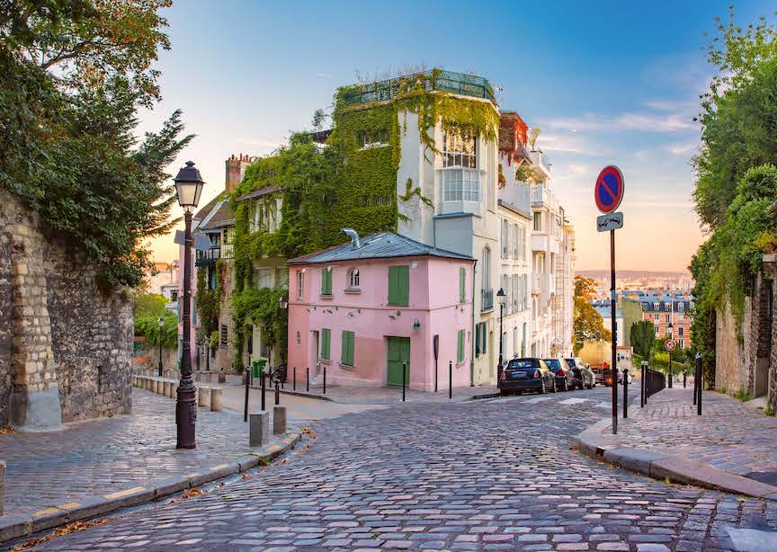 France Paris colorful cobbled street