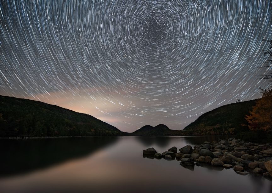 Acadia Lake Mountain Forest Stars